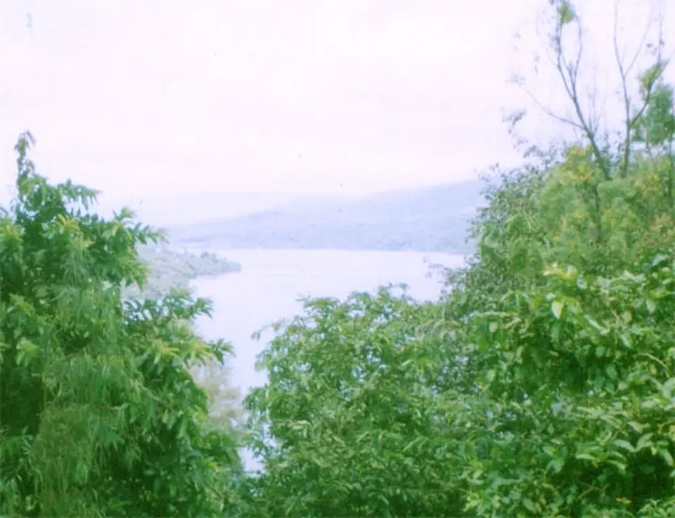 Koyna reservoir among forested hills